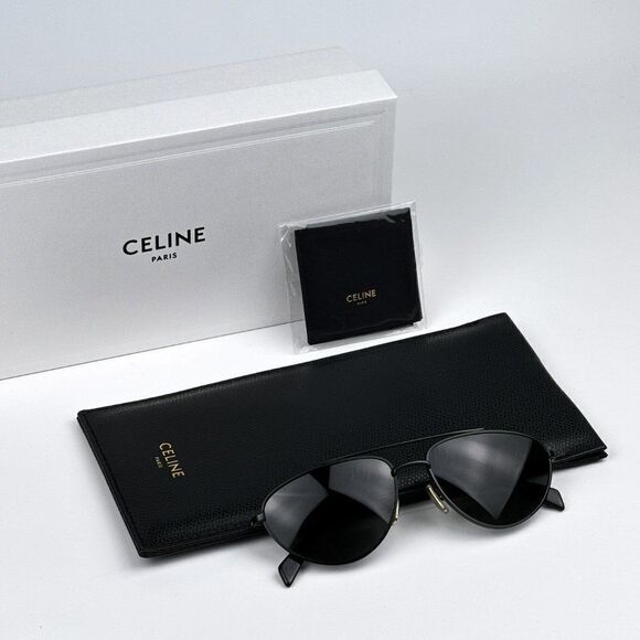 NEW Celine CL40077U 02A Matte Black Smoke Pilot Unisex Sunglasses CL 40077U